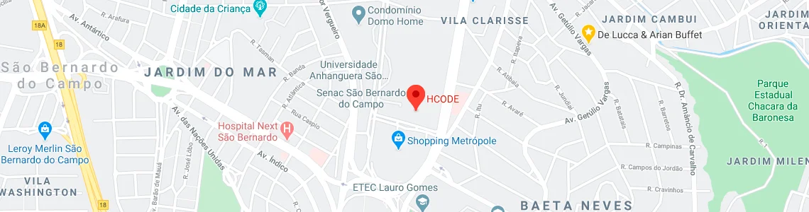 Mapa com a localização da Hcode em São Bernardo do Campo