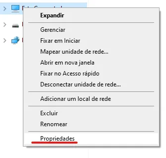 Acessando as propriedades do sistema