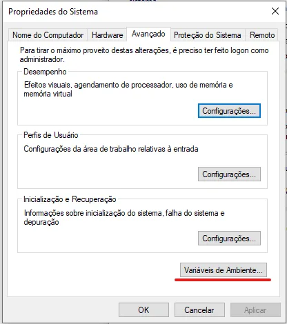 Selecionando variáveis de ambiente
