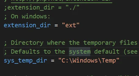 Diretivas extension\_dir e sys\_temp\_dir