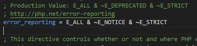 Diretiva error\_reporting