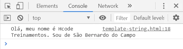 Resultado no console do DevTools