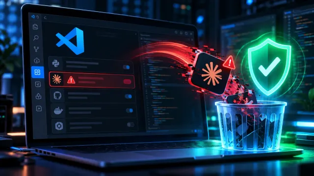 Capa Extensão Claude Code maliciosa no Cursor e VS Code: como verificar e remover